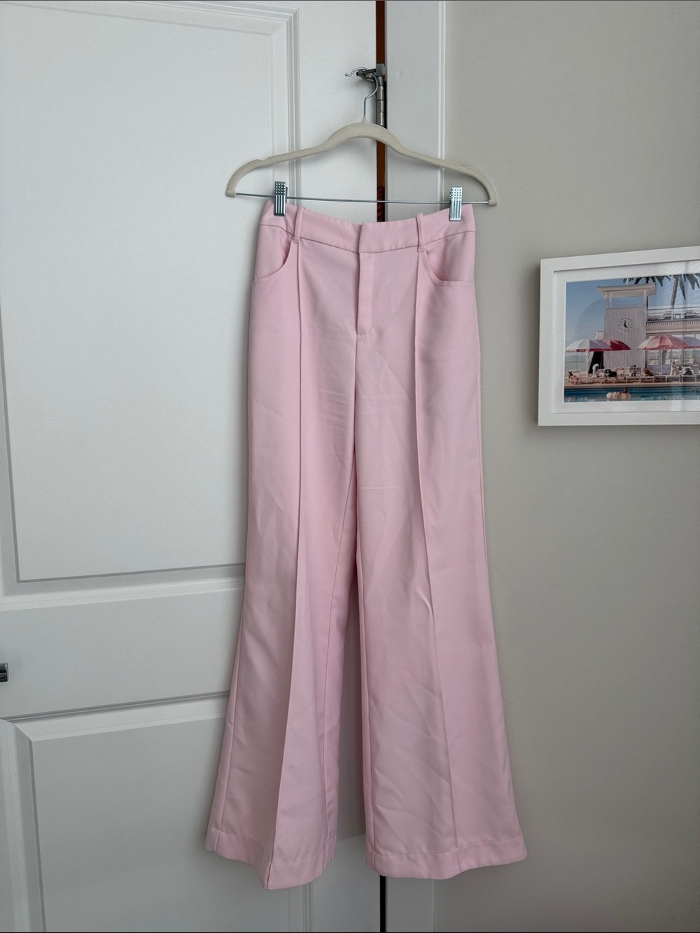 For Love And Lemons Pale Pink Wide-Leg Dress Pants